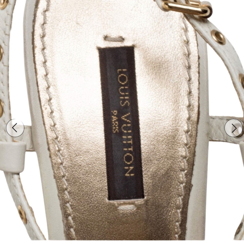 Louis Vuitton Wedge Heels Leather T-Strap Sandals | Designer Luxury Shoes - Picture 12 of 15